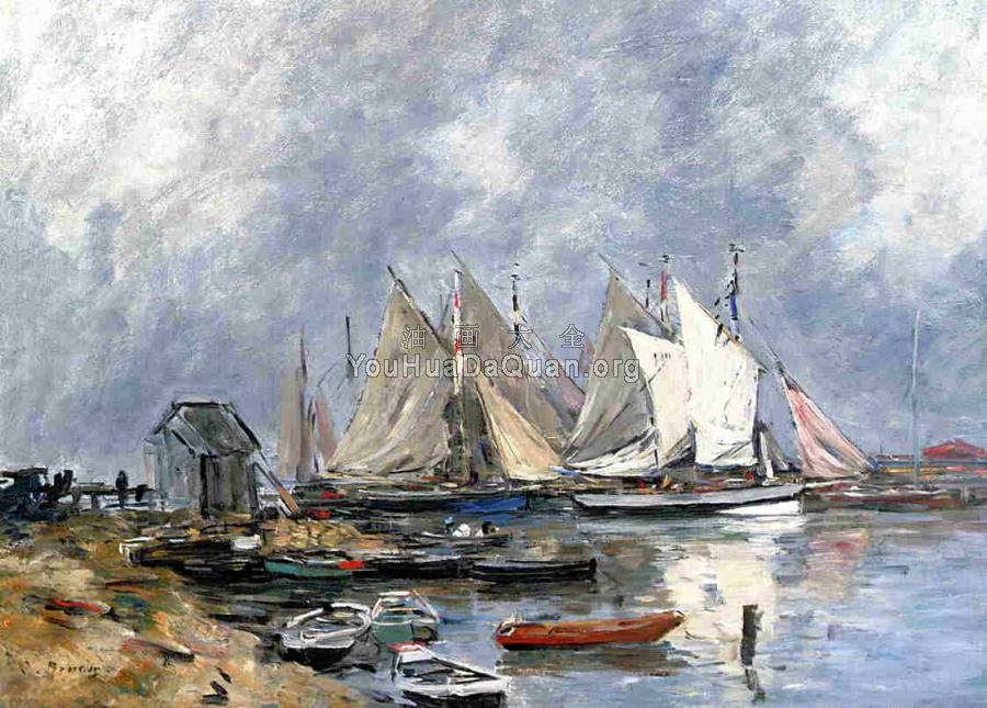 Trouville, the Port, Boats and Dinghys - 尤金·布丹
